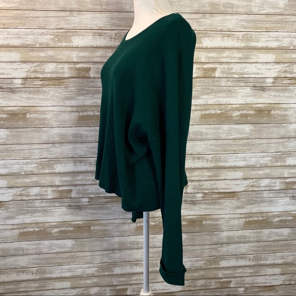 Plus Forest Green Ribbed Dolman Sleeve Sweater - Picture 10 of 12